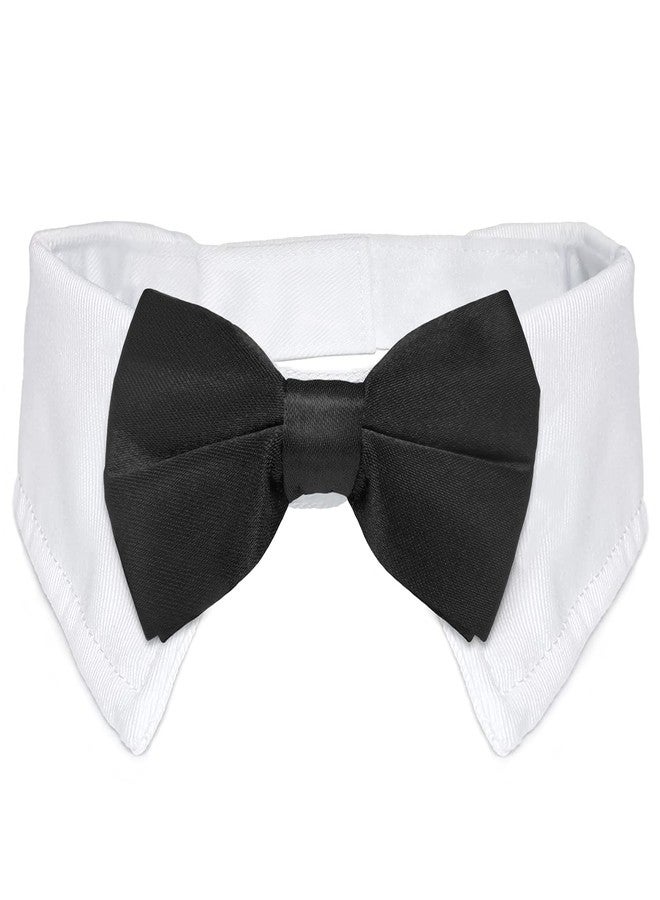 Koolmox Dog Bow Tie, KOOLMOX Pet Bowtie Collar Black, Adjustable White Pet Tuxedo Collar with Black Dog Neck Bow Tie for Medium Large Boy Dogs Wedding Formal Tuxedo Suit Tux Outfits Birthday Costumes - Image 1
